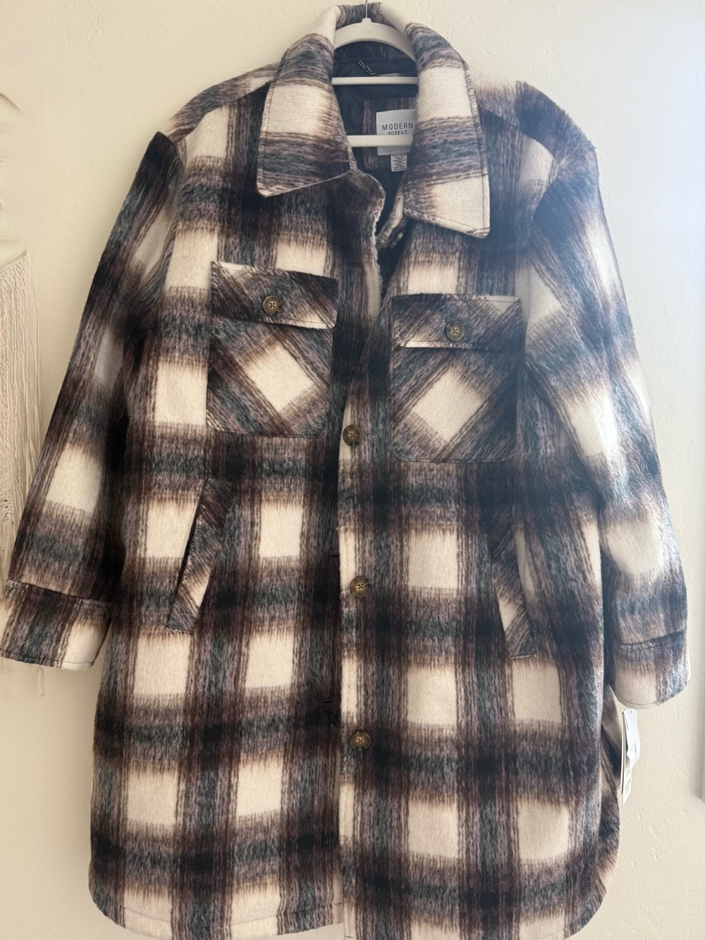 Modern Supply x Sanctuary Plaid Wool-Blend Plaid Shirt Jacket NWT